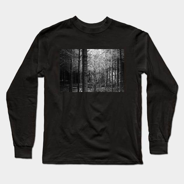 forest in black and white Long Sleeve T-Shirt by Chigurena